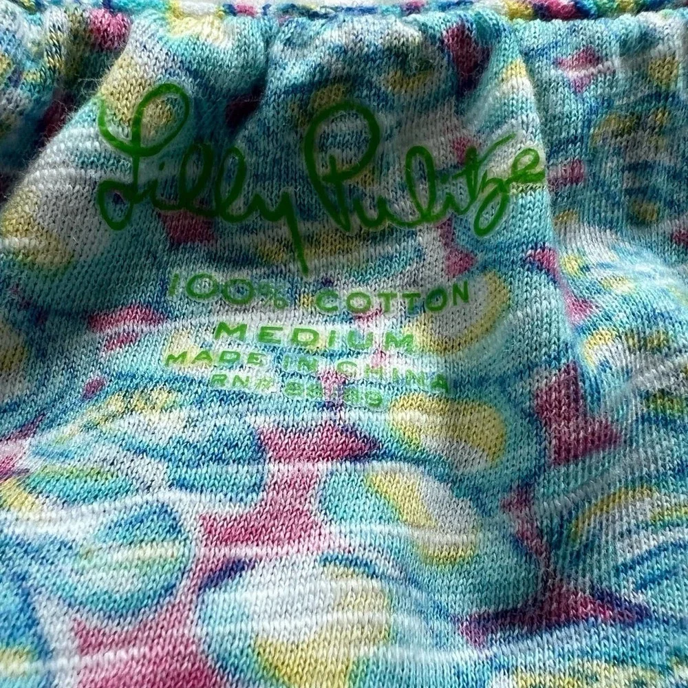 Lilly Pulitzer Wiley ruffle clam jam seashell tube top blue pink M pullover